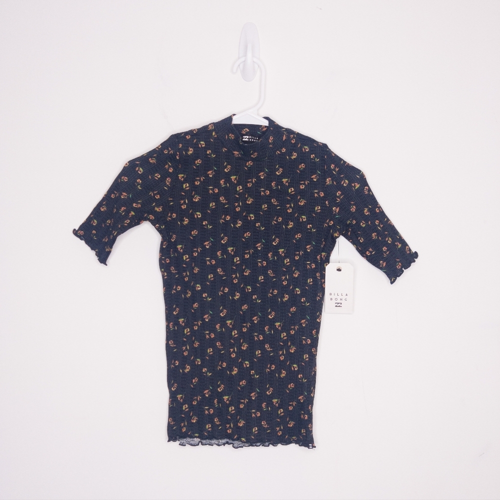 Billabong Little Things Floral Knit Top Black Women's Size Small - Picture 4 of 6